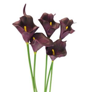 Eggplant Faux Calla Lily Stems 15 Inch Wedding Artificial Flowers Moody Event De